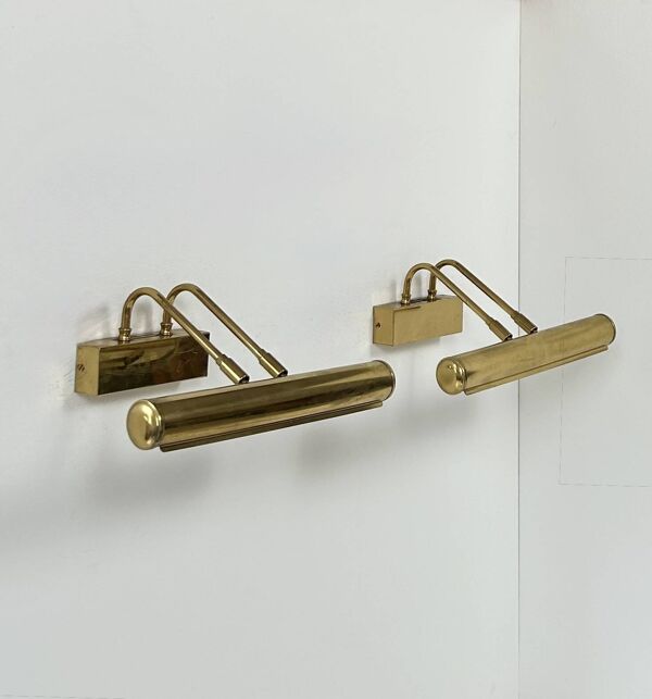 Paire d'appliques vintages orientable en laiton patiné, France, 1970