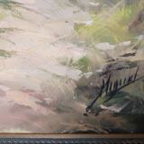 Large oil painting on canvas signed Miguel