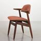 Lot de 4 chaises de salle à manger Tijsseling en wengé et tissu rouge pierre, Hulmefa, années 60