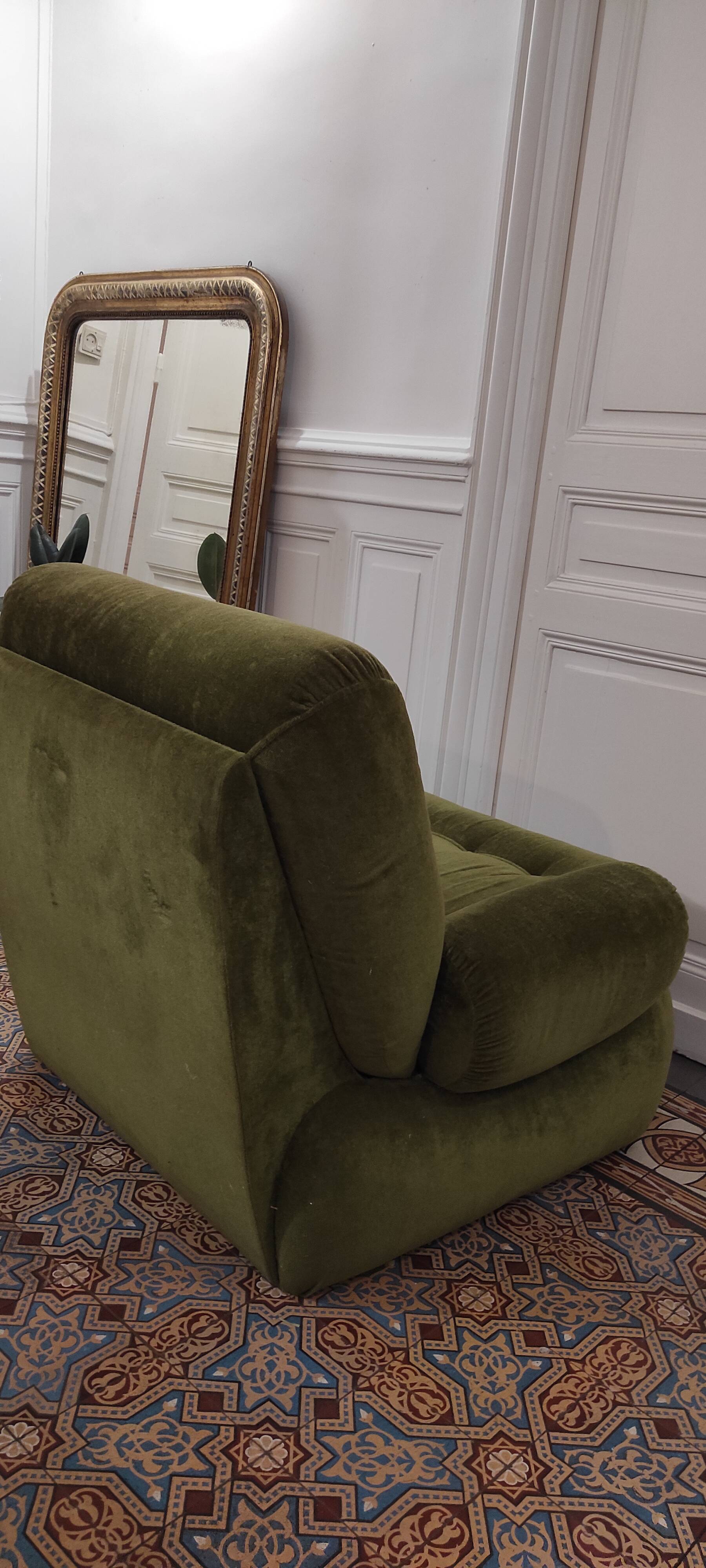 Fauteuil vintage en velours