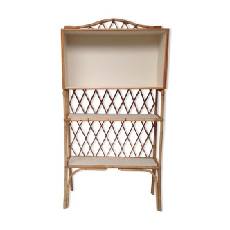 Bookcase shelf in bamboo and vintage rattan