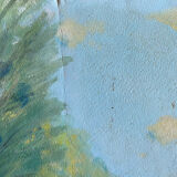 HSP table: "Small corner of river with boat" early XX° monogrammed