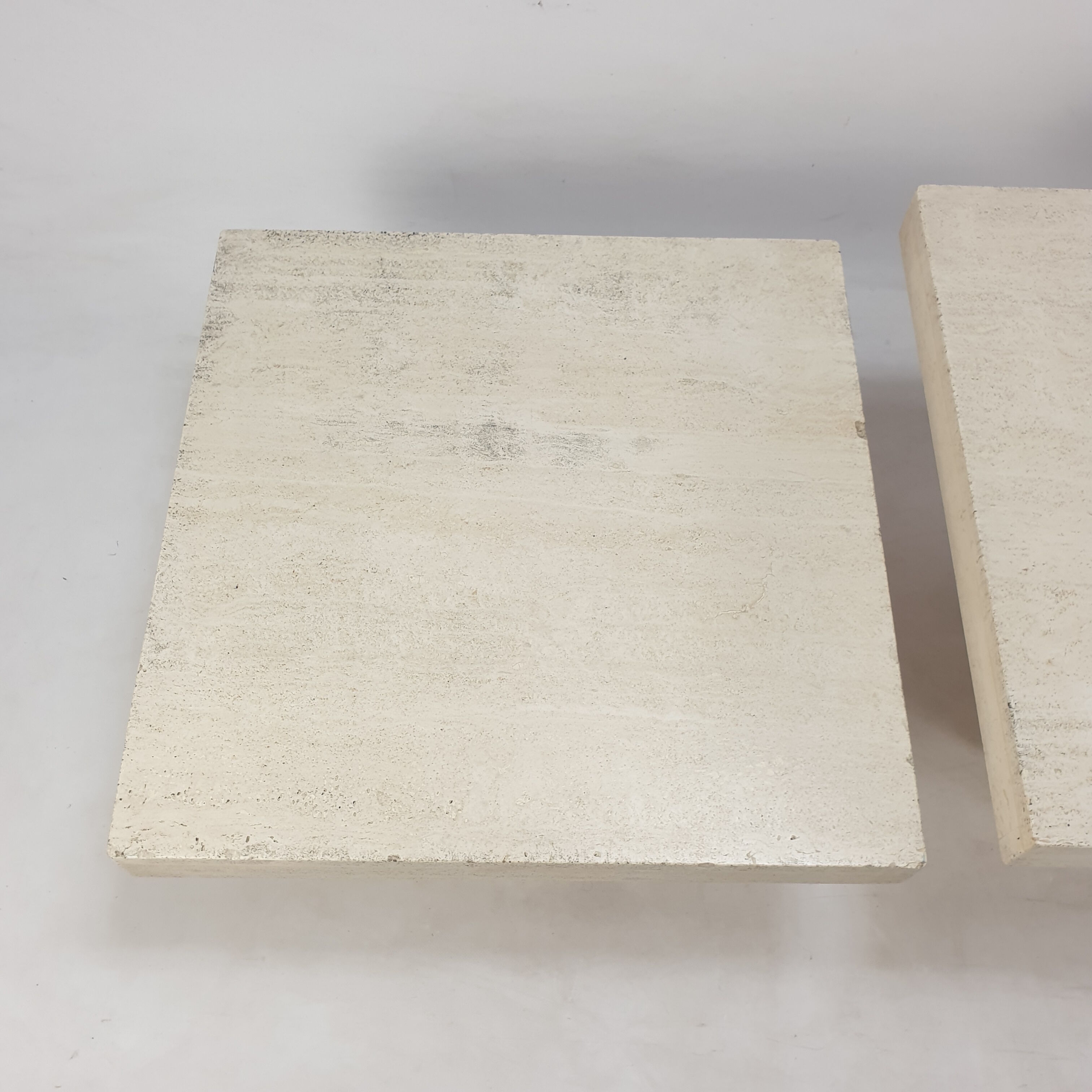 Set of 3 Italian Travertine Coffee Tables, 1980s