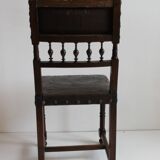 Ensemble de 3 chaises Renaissance en chêne et cuir gaufré, 19ème siècle, Belgique