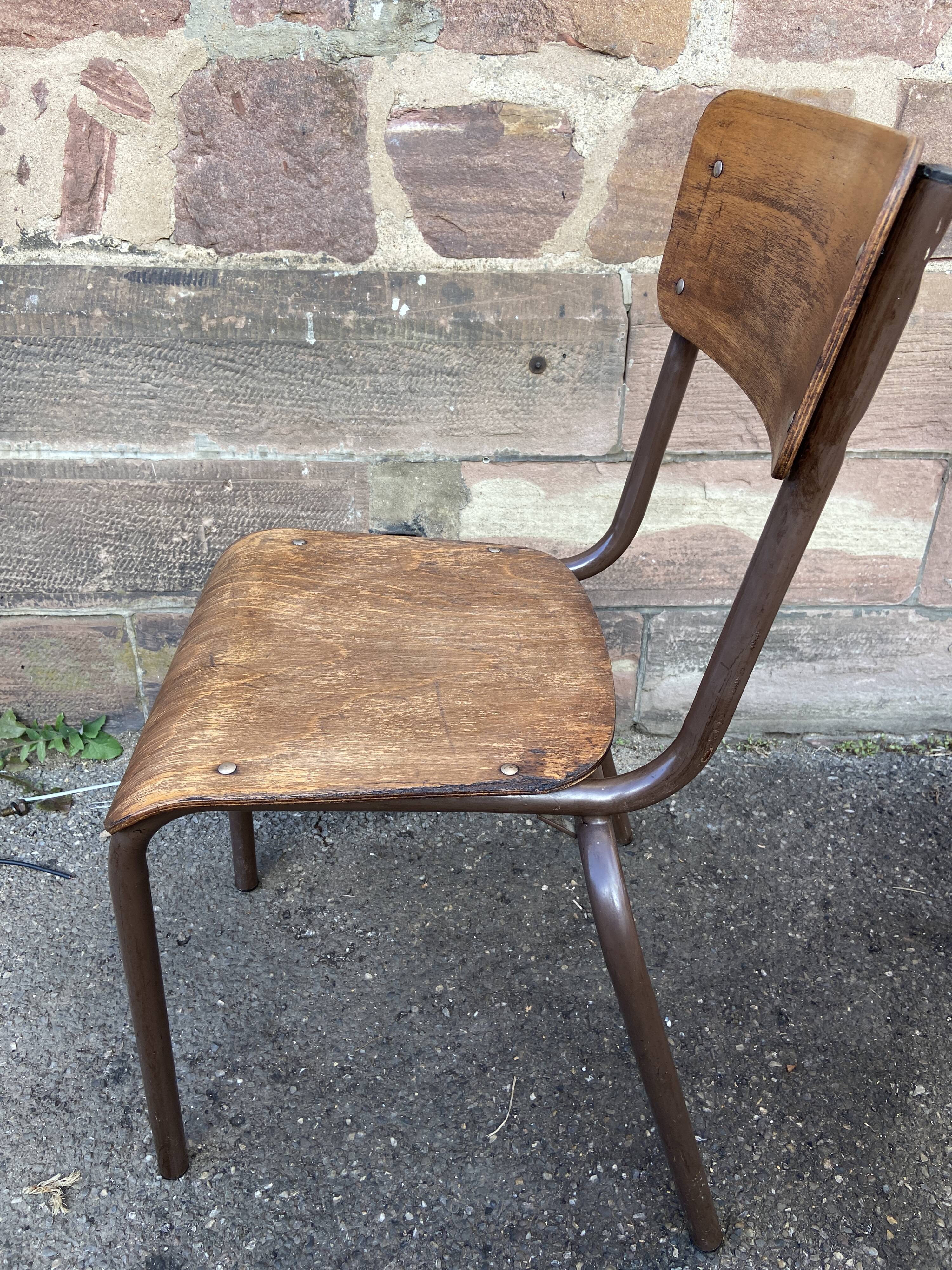 Set of 4 industrial chairs vintage school communities mullca 60s