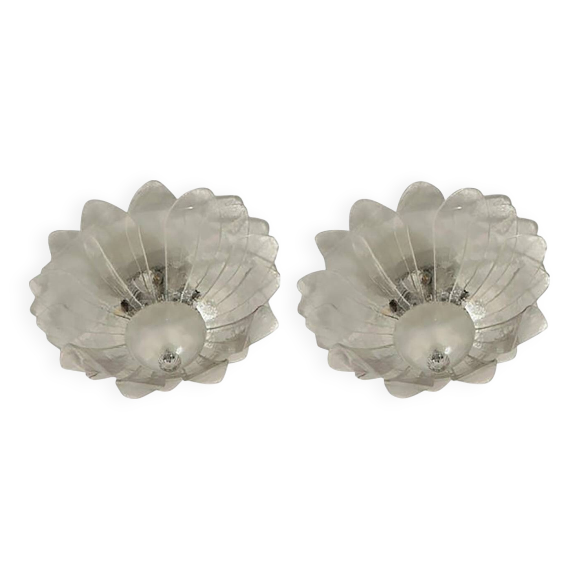 Lot of 2 Murano Style Glass Sputnik Chandelier Flush Mount, Mazzega Zuccher