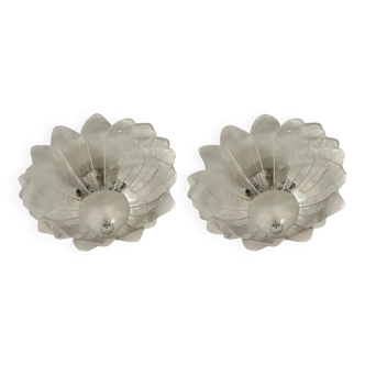 Lot of 2 Murano Style Glass Sputnik Chandelier Flush Mount, Mazzega Zuccher