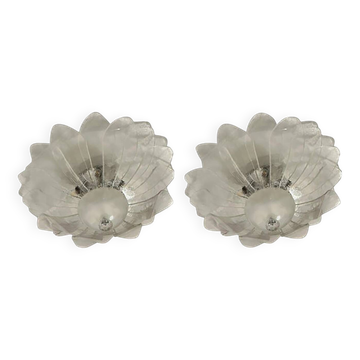 Lot de 2 lustres Spoutnik en verre de style Murano à encastrer, Mazzega Zuccher