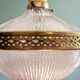 Grande suspension Holophane en verre prismatique, années 1920-30