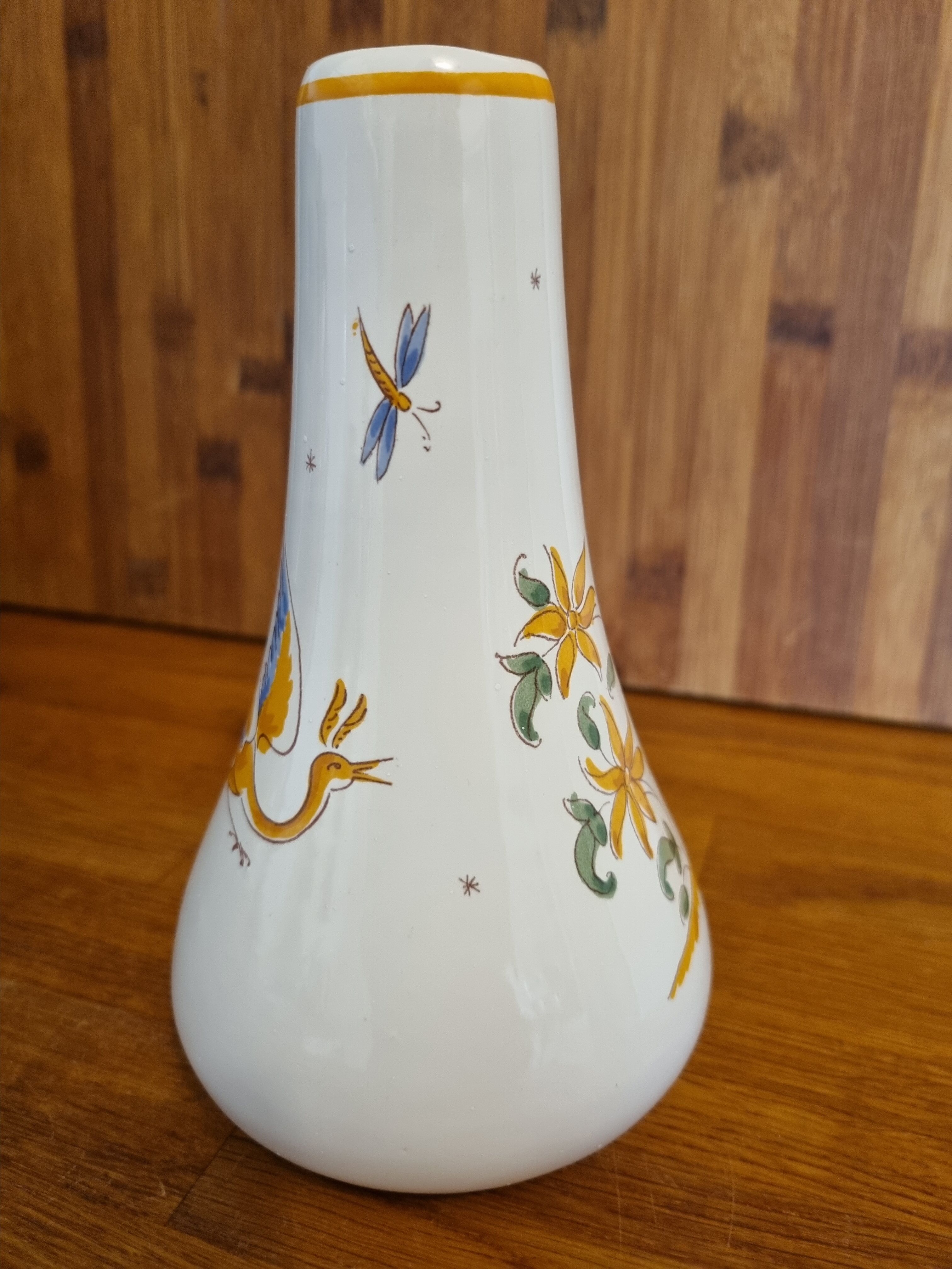 Faience soliflore vase old Moustiers décor