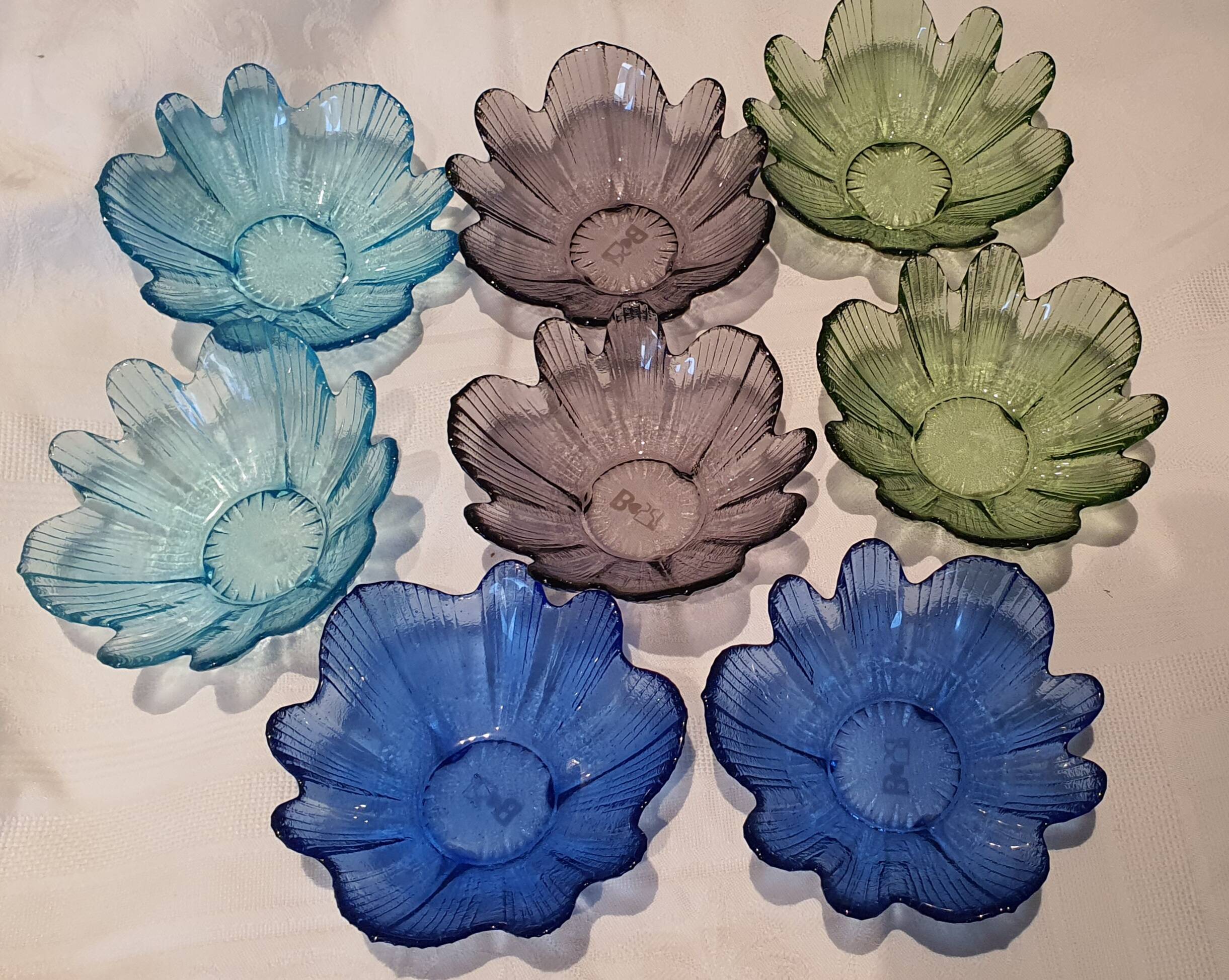 Vintage coloured glass bowls