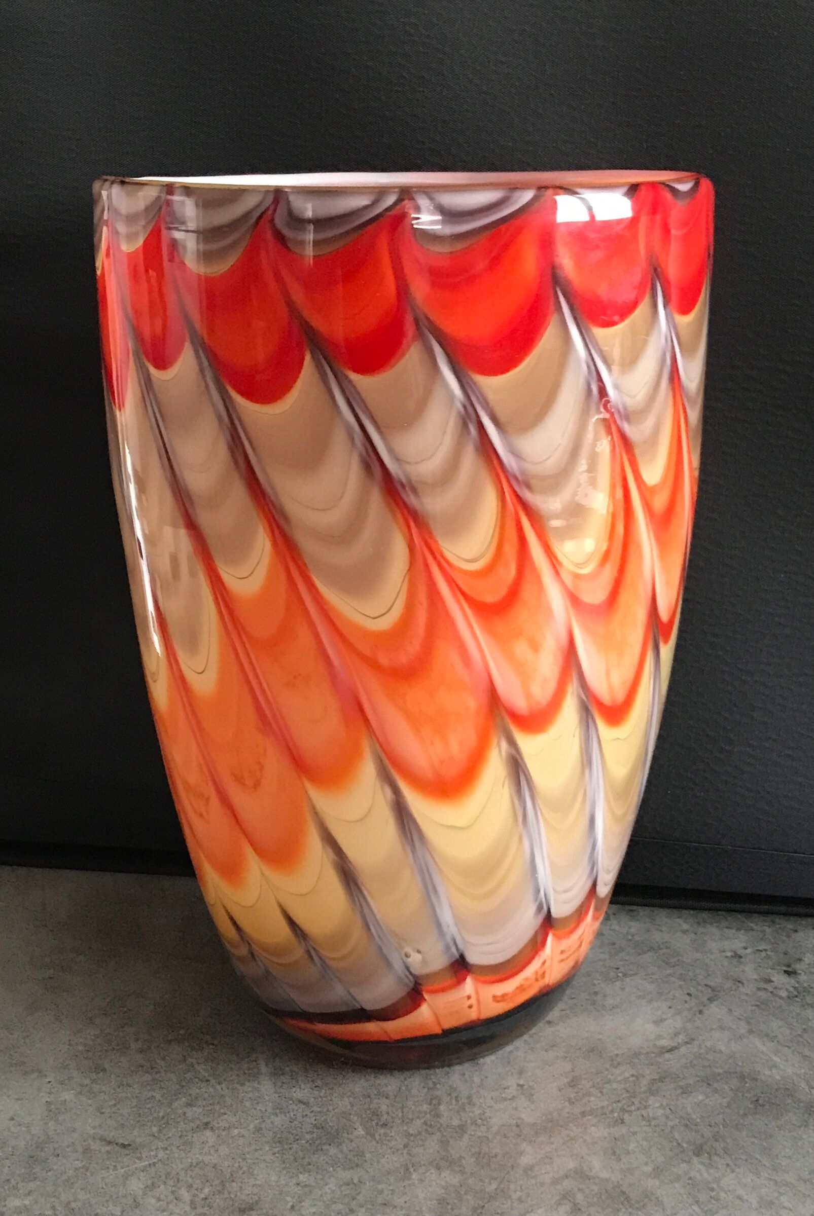 Vase in art verrerie blown glass polychrome mouth 24.5 cm