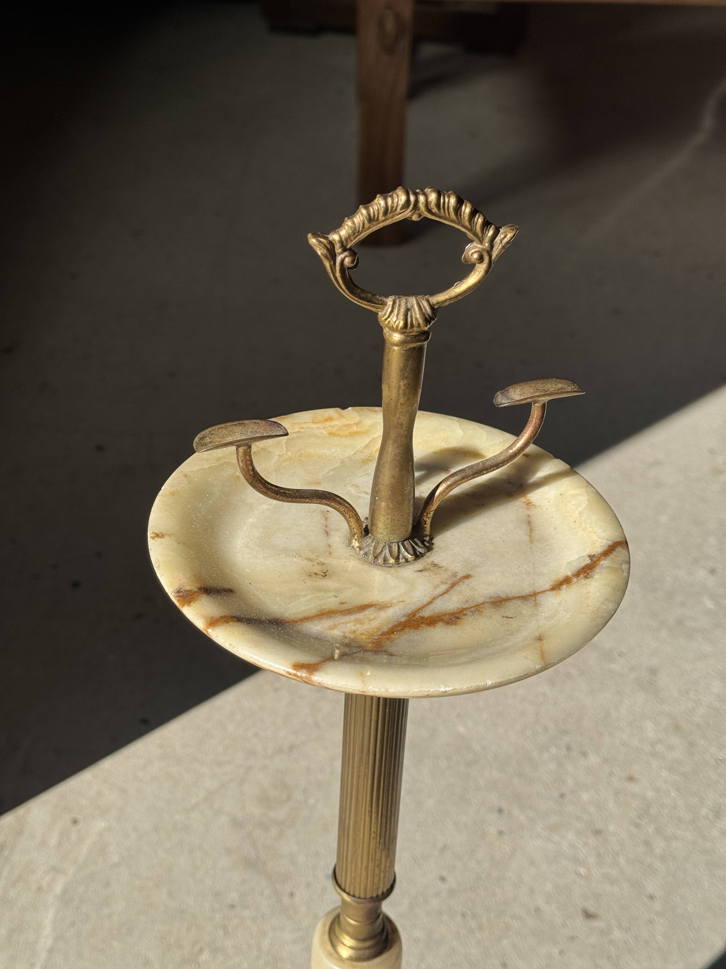Marble and brass standing ashtray H74 D17