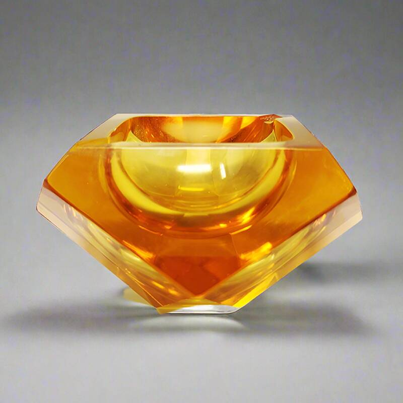 1960s Stunning Ochre Ashtray or Catchall  By Flavio Poli for Seguso. Made in Italy