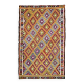 1970s Vintage Turkish Oushak Handmade Wool Cotton Orange Area Rug 160x263