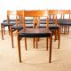 Set of 12 Danish chairs in teak and new skai, model 418, Arne Vodder.