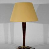 Lampe en acajou et laiton,- 1950