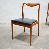 Series of 4 vintage Scandinavian chairs in teak and skaï