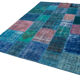 Handwoven turkish contemporary 203 cm x 300 cm blue patchwork rug