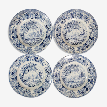 Set of 4 old English style hollow plates