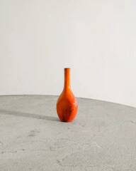 Vintage French Mid Century Bottle Vase in Warm Red Glaze, 1950s