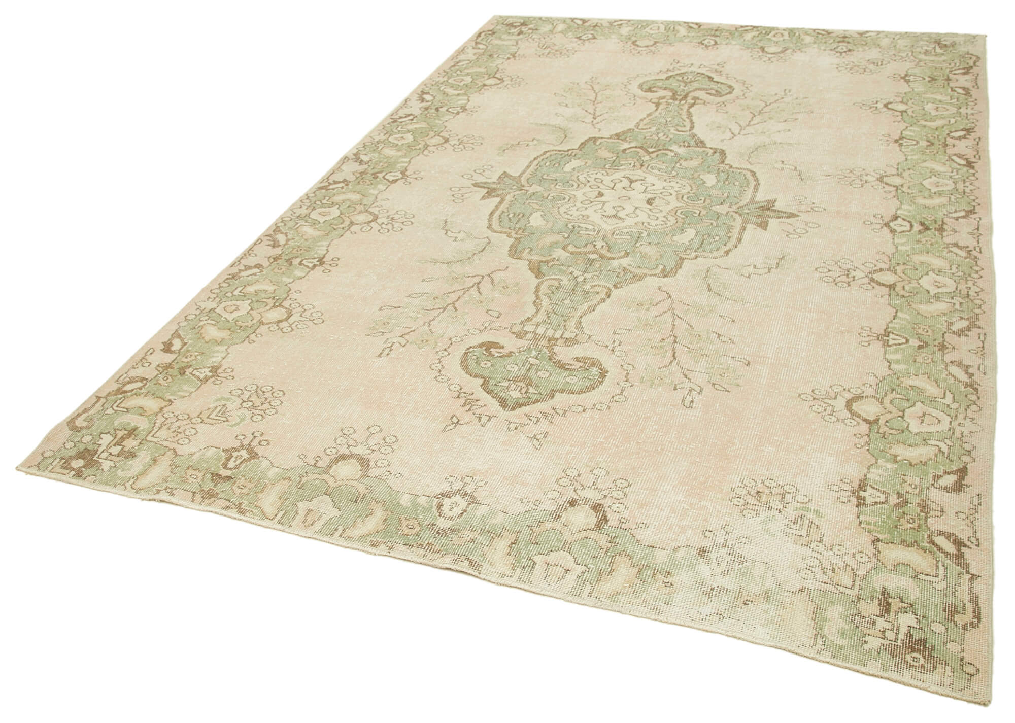 Handwoven Distressed Anatolian Beige Carpet 190 cm x 286 cm