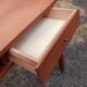 Teak veneer desk, curved feet