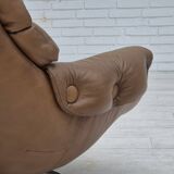 1970s, Scandinavian swivel chair, original condition, brown furniture leather.