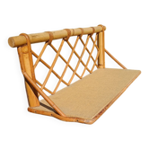 Small vintage wall shelf in bamboo and rattan – 1970s