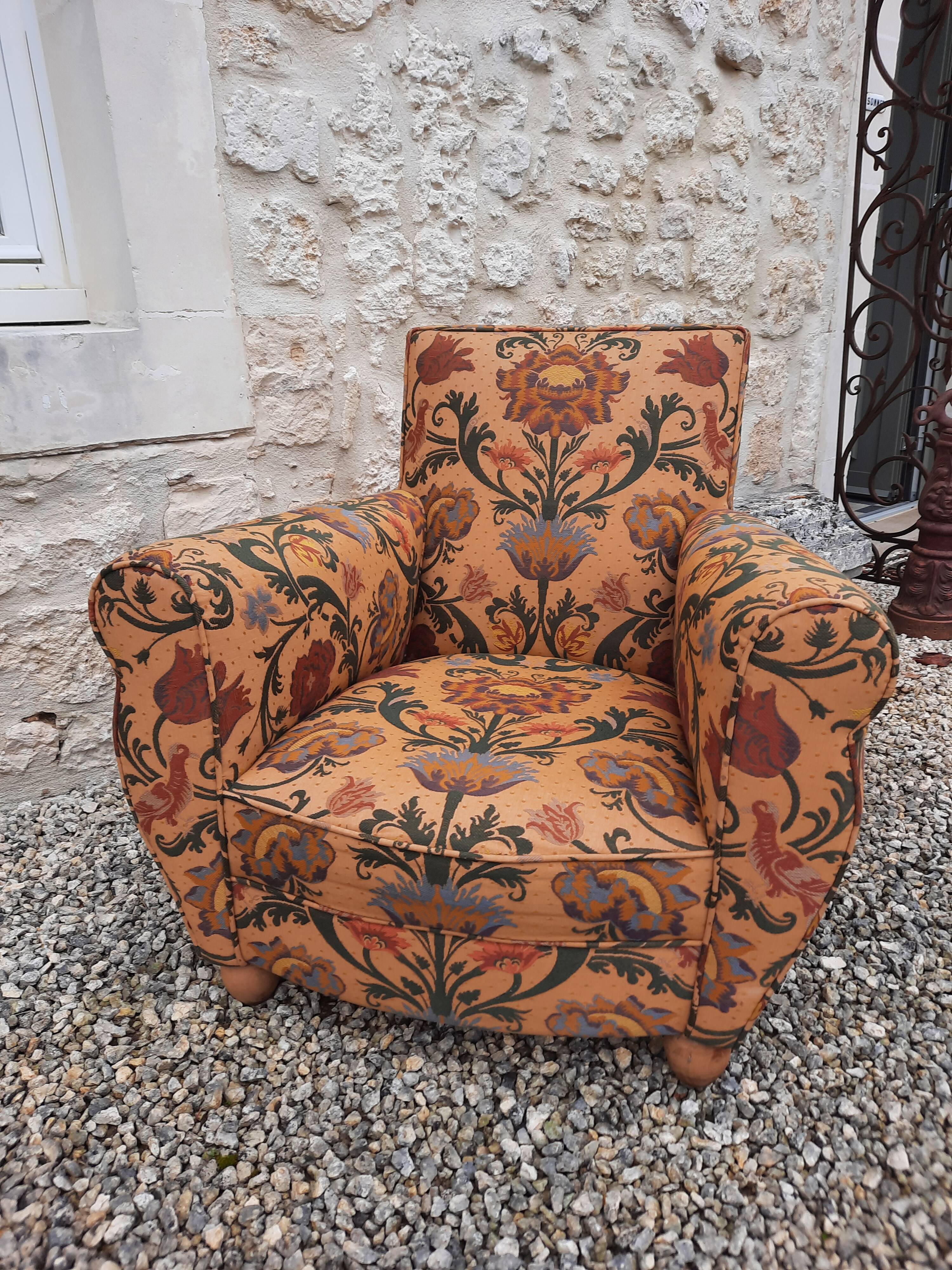 Club armchair fabric floral vintage baroque