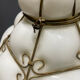 Murano Opaline Glass Pendant Light in Wrought Iron Frame, Italy, Mid-C