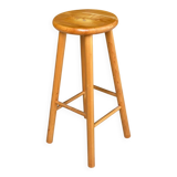 Tabouret de bar haut scandinave en bois massif rond