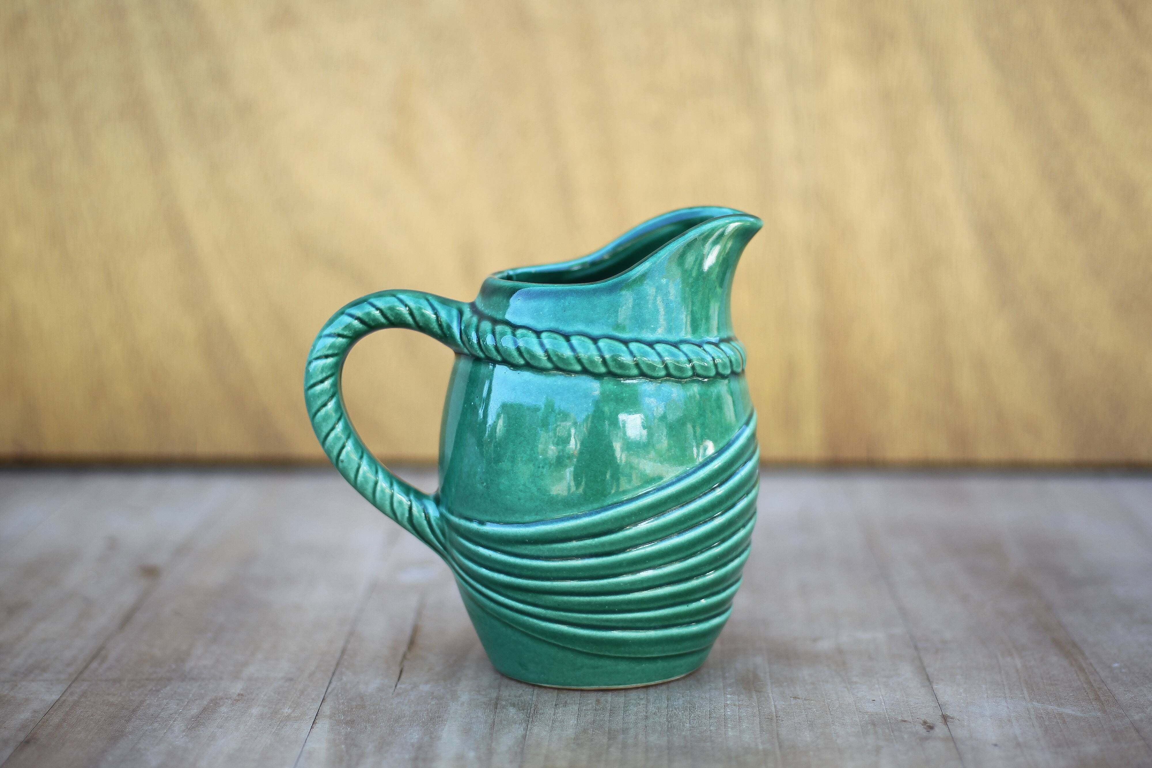 Vintage pitcher, vintage vase, Poët Laval pitcher, bandeau model, PL France, vintage carafe, decoration