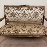 Louis XVI Style Bench In Golden Wood, mid-19th century
