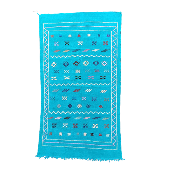 Tapis marocain berbère turquoise bohème