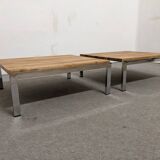 Paire de tables basses ou bouts de canapé en chêne massif, France vers 1970