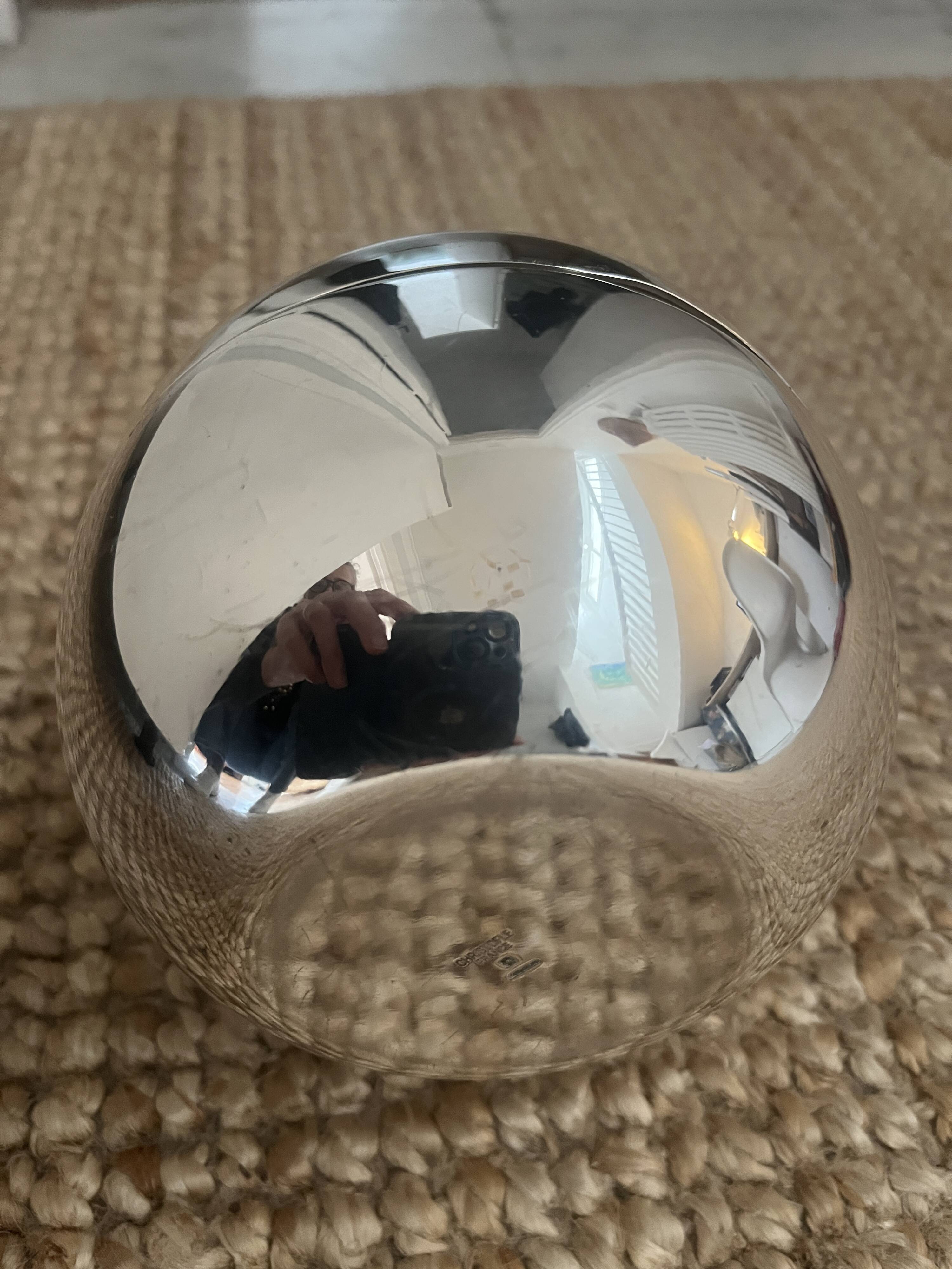 Christofle-Gio Ponti silver ball vase/flower holder