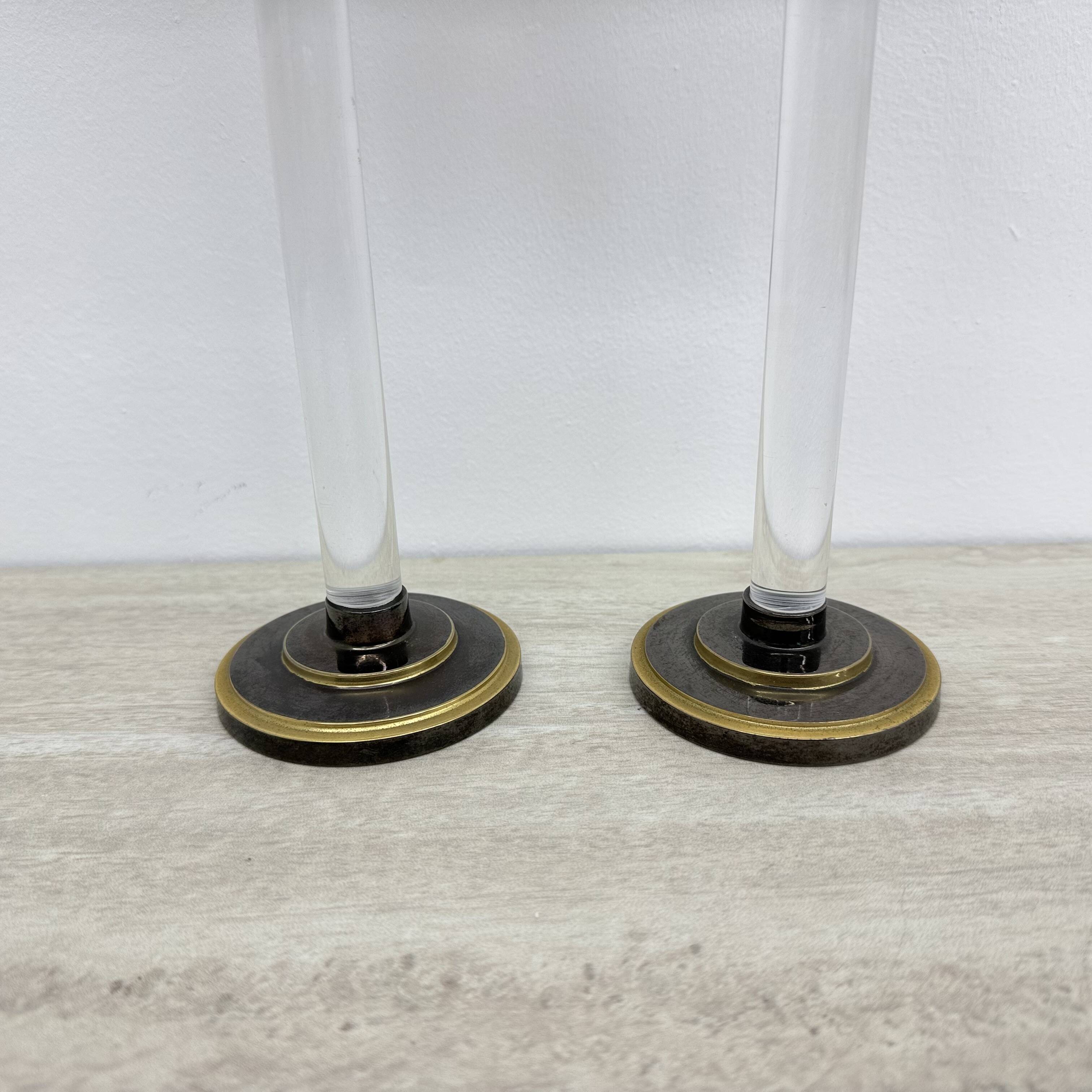 Set of 2 Caravell lucite candle sticks, 1970’s