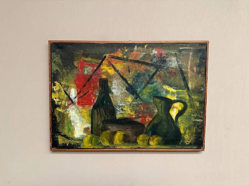 Original Swedish oil on canvas “Still Life” by Pierre Mas, vintage & framed 67x47cm