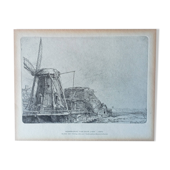 Photolithograph by Rembrandt Harmensz. Van Rijn (1606-1669) - The Windmill, 1641