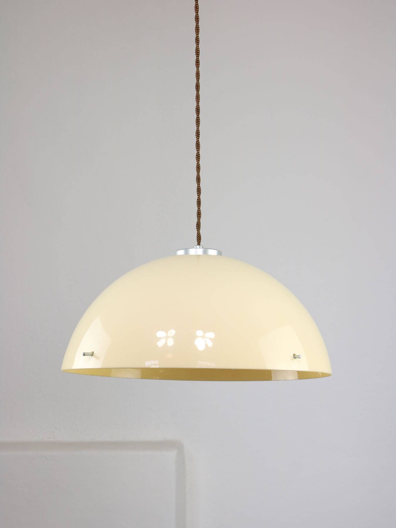 Italian space age beige plexiglass pendant lamp, 1970s