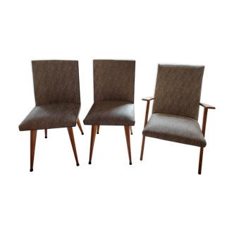 Paire de chaises & fauteuil scandinaves
