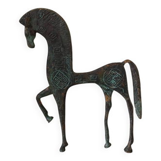 Emblematic statue of an Etruscan horse in brass