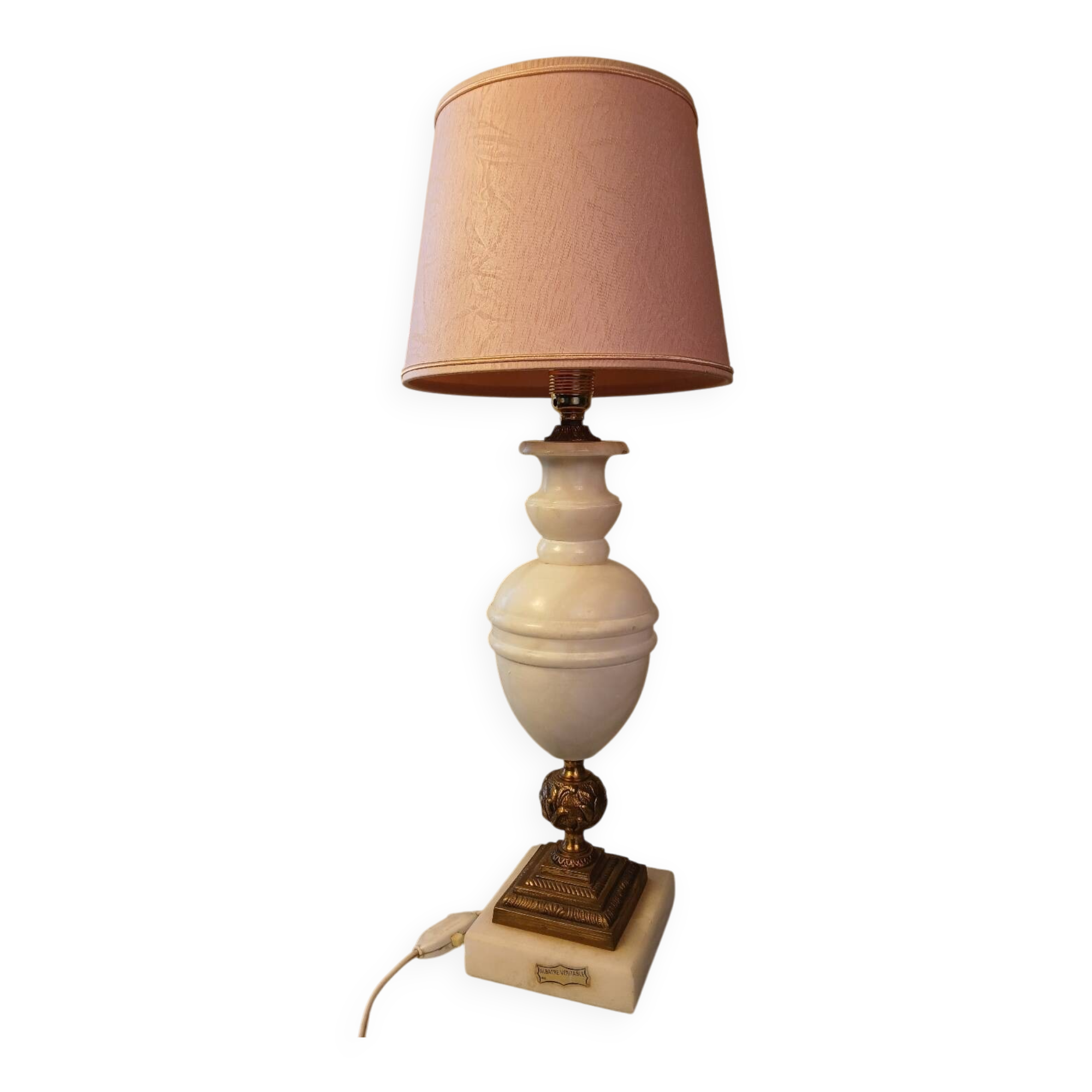 Vintage table lamp in alabaster and brass