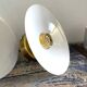 Set of two electrified white opaline wall lamps to nine