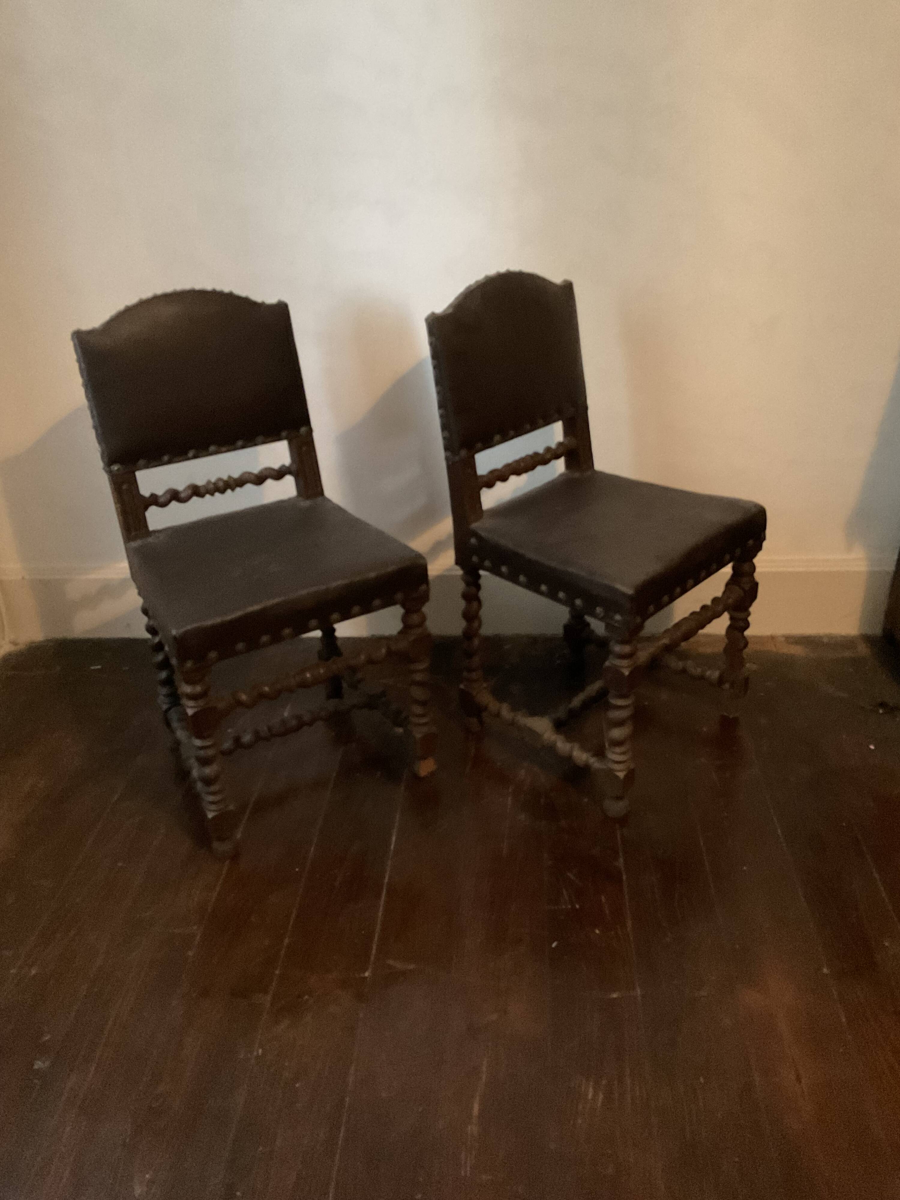 Pair of Louis XIII style oak chairs