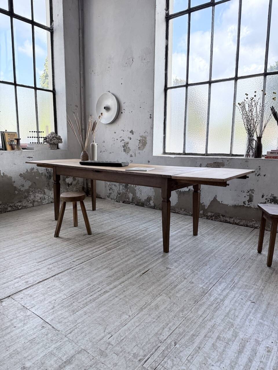 Solid oak farmhouse table with extensions (190-280cm) 1950