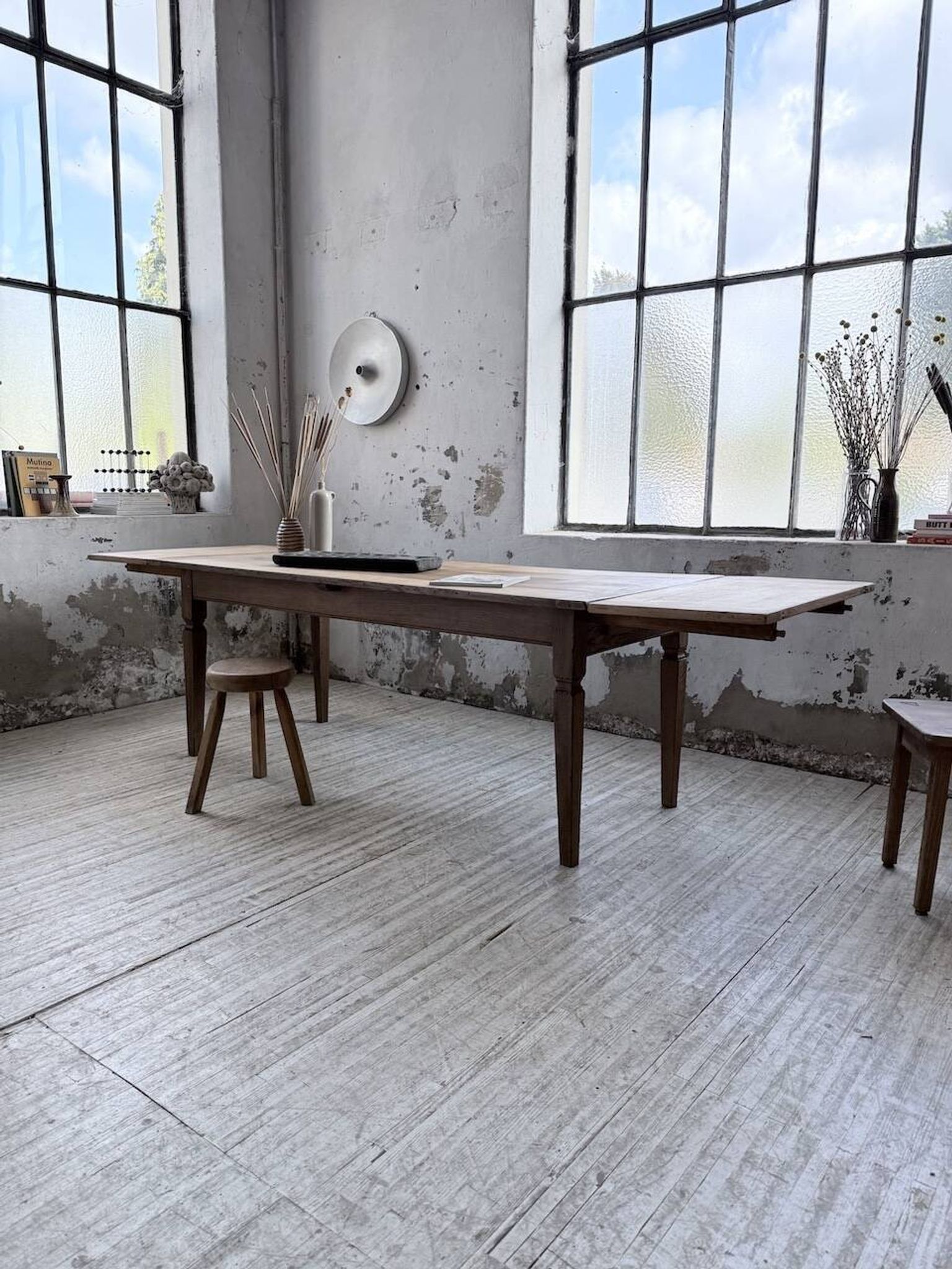 Solid oak farmhouse table with extensions (190-280cm) 1950
