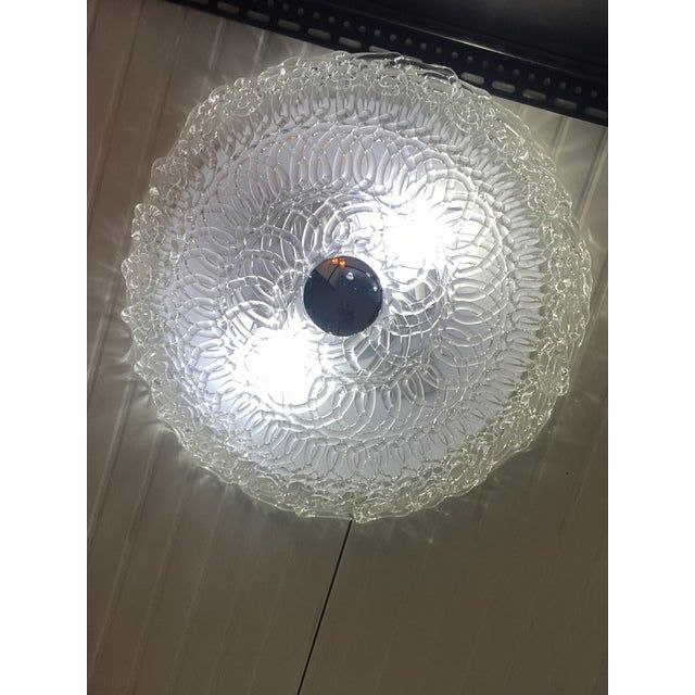 Contemporary transparent filigree flush mount in murano glass