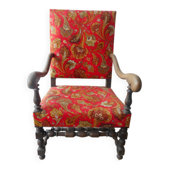 Fauteuil ancien, style louis XIII